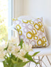 Modern pattern pillow in yellow/pink/white