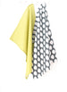 Hercule Linen Cotton Tea Towel (18.5x25) – Set of 2 (Patterned Charcoal & Solid Moss)