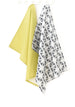 Orient Linen Cotton Tea Towel (18.5x25) – Set of 2 (Patterned Pale Grey & Solid Moss)